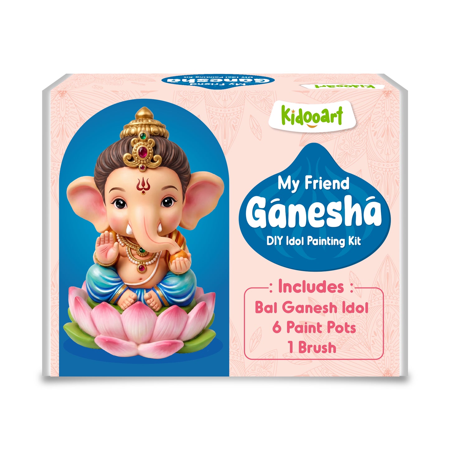 Kidooart My Friend Ganesha DIY Idol Painting Kit – Bal Ganesh Murti with 6 Paint Pots & Brush | Ganesh Chaturthi Art & Craft Activity Set for Kids | Eco-Friendly Gift