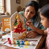 Kidooart Goddess Laxmi DIY Painting Kit | Laxmi Murti Colouring Set with 6 Paint Pots & Brush | Diwali Craft Kit for Kids & Adults | Laxmi Puja Decor | Diwali Gift
