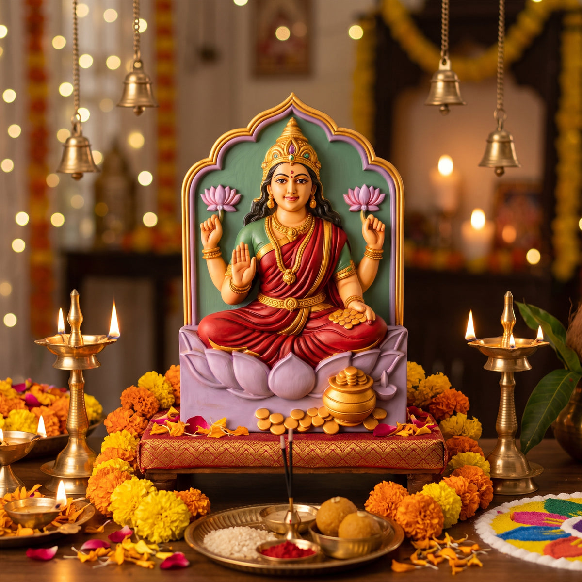 Kidooart Goddess Laxmi DIY Painting Kit | Laxmi Murti Colouring Set with 6 Paint Pots & Brush | Diwali Craft Kit for Kids & Adults | Laxmi Puja Decor | Diwali Gift