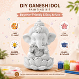 Kidooart My Friend Ganesha DIY Idol Painting Kit – Bal Ganesh Murti with 6 Paint Pots & Brush | Ganesh Chaturthi Art & Craft Activity Set for Kids | Eco-Friendly Gift